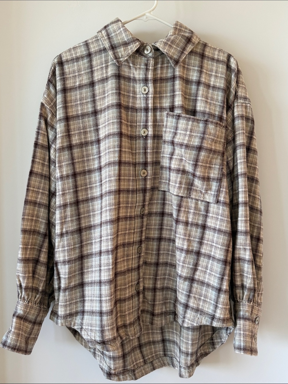 Free People We The Free Ashley Plaid Shirt In Ivory Combo